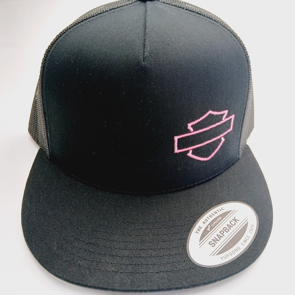 Black and Pink Harley Davidson Logo Snapback Cap
